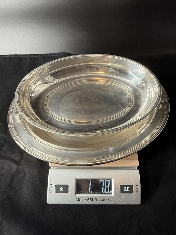 Crescent Silverware Co. Silverplate Split Serving Dish Covered W/ Glasbake