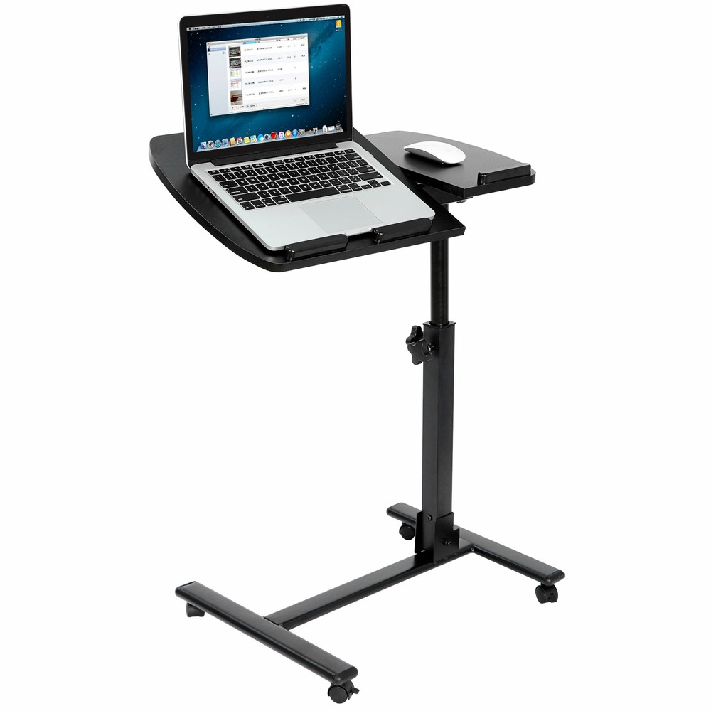 Angle Rolling Laptop Desk Table W/ Casters Notebook Stand Height Adjustable