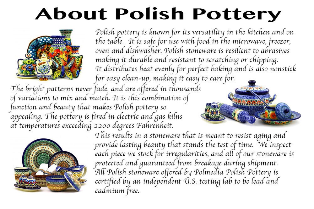 Polish Pottery Egg Holder 2" Rustic Field Flowers Red