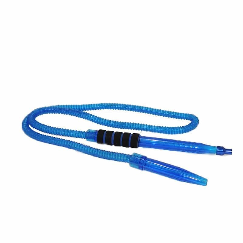 72″ Washable Plastic Hookah Hose With Soft Handle & Metal Tip Blue
