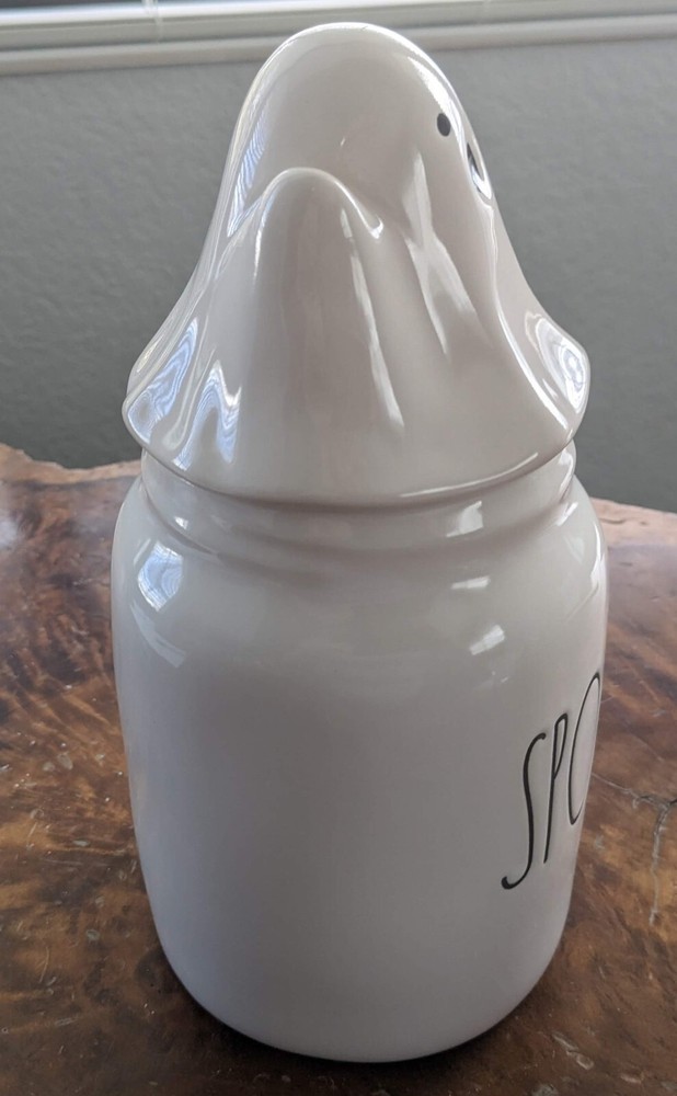 Rae Dunn SPOOKY Ghost Top Canister 8"