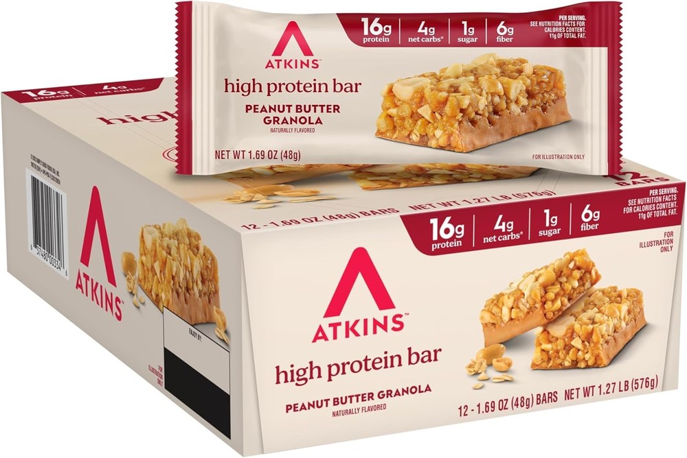 Atkins Peanut Butter Granola Protein Bars, 12ct, Keto Friendly
