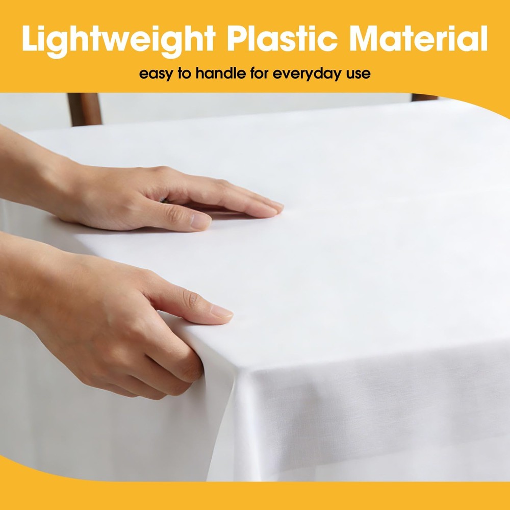 White Plastic Table Cover Roll - 54IN x 100FT, Table Cloth for Rectangle Tabl...