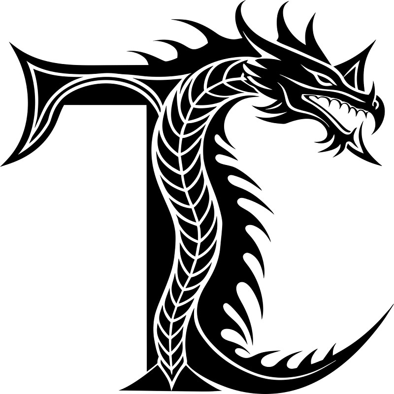 30 Custom Dragon Letter T Personalized Address Labels