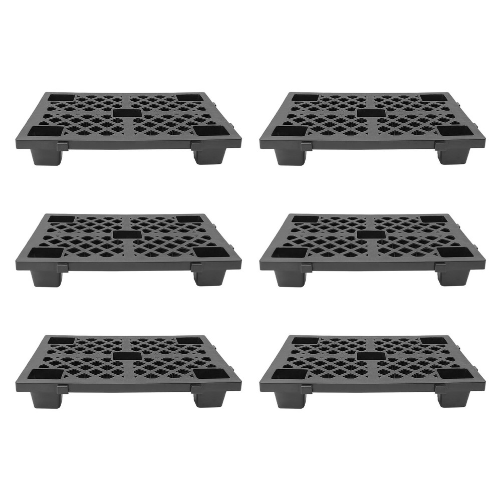 6-Pack Stackable Plastic Pallets with Interlocking Design and Anti-Slip Surface