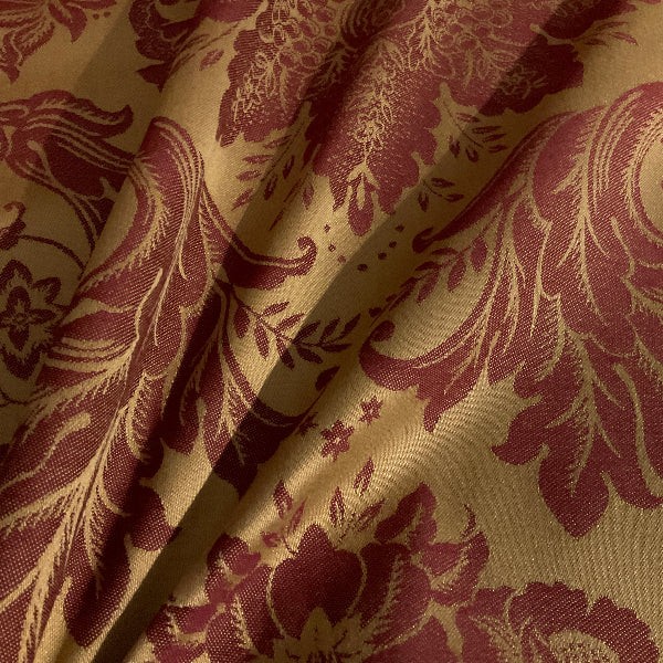 Burgundy Gold Damask Tapestry Upholstery Fabric