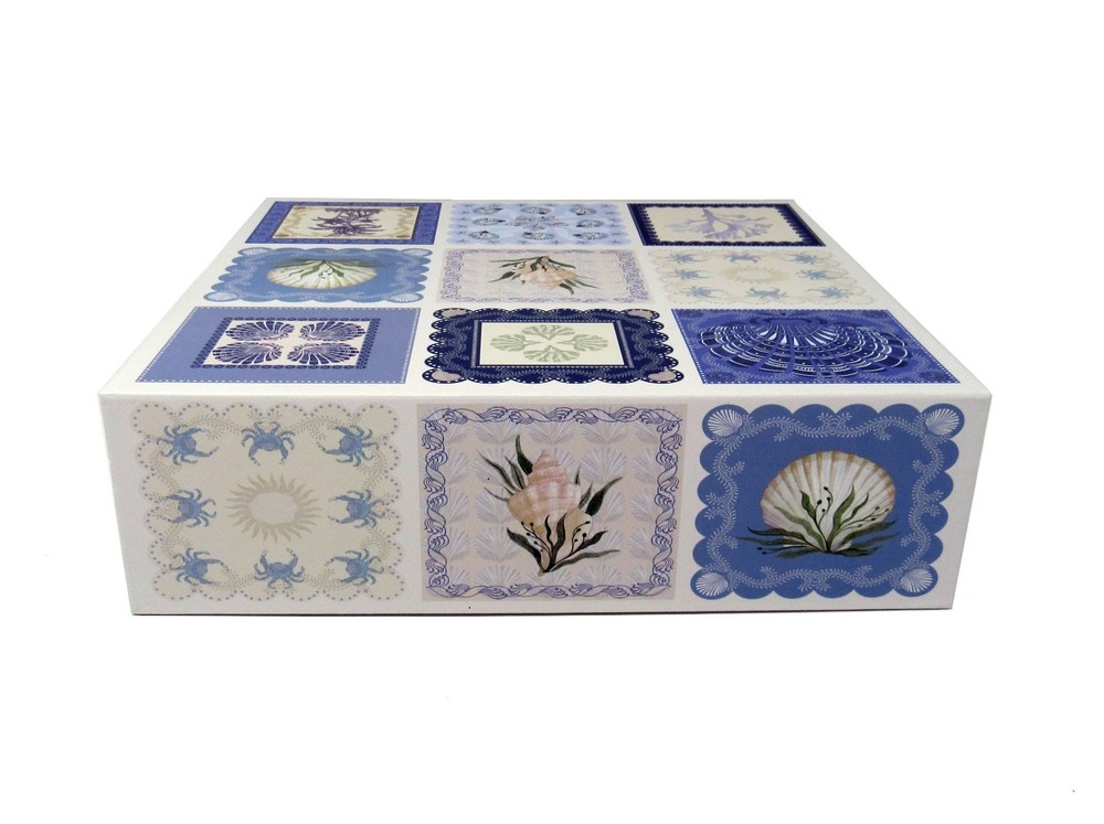 Punch Studio Keepsake Flip Top Nesting Box Blue Seashells 28258 Medium