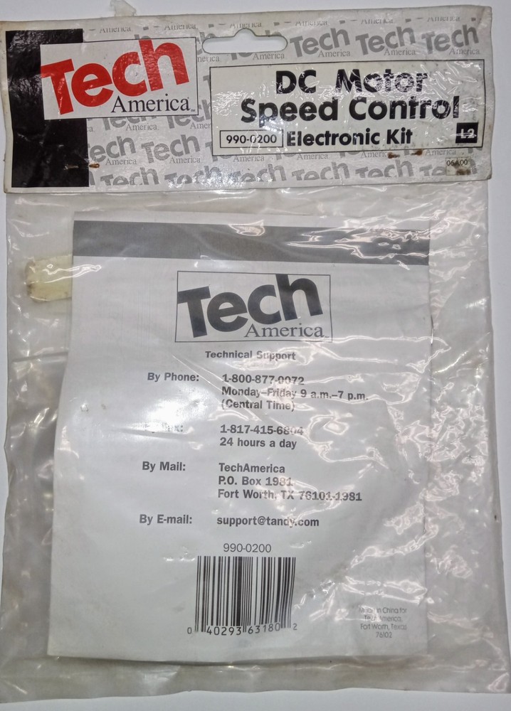TECH AMERICA / DC MOTOR SPEED CONTROL KIT 5-15 VDC / 150mA / TANDY /