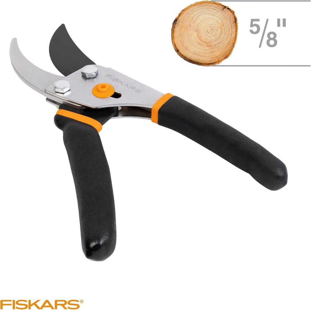 Fiskars Bypass Pruning Shears, 5/8-Inch Cut Capacity Garden Clippers,