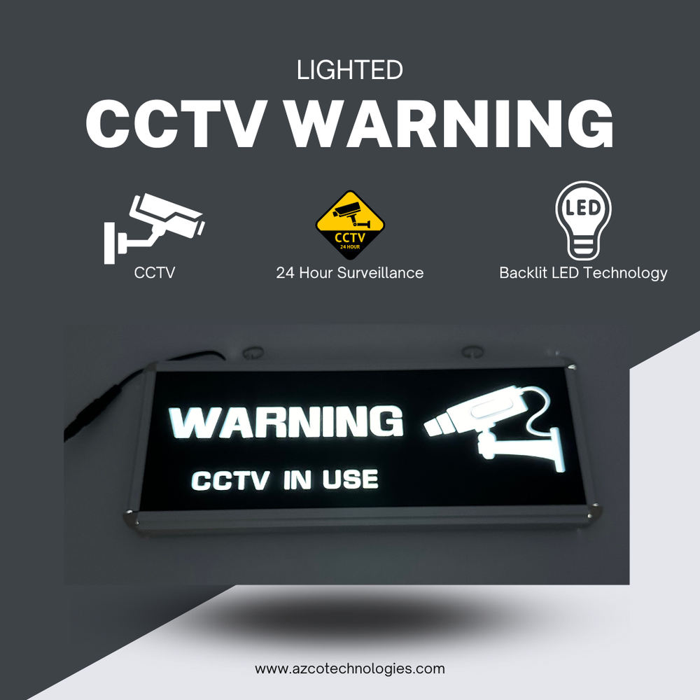 CCTV LED Lighted Security Camera Warning Sign w/Power Supply!