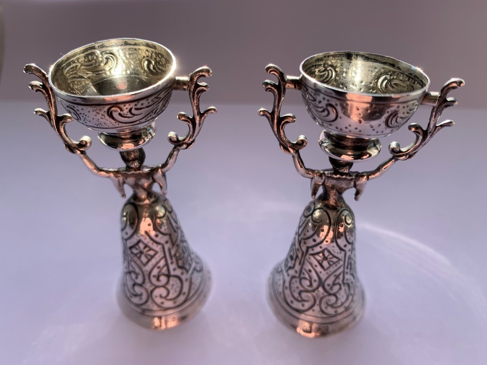2 Antique Silver Wager/Marriage Cups