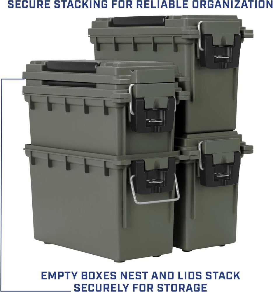 Sheffield 12626 Ammo Storage Box, Stackable .30 Cal Field Boxes, 0.30, Green