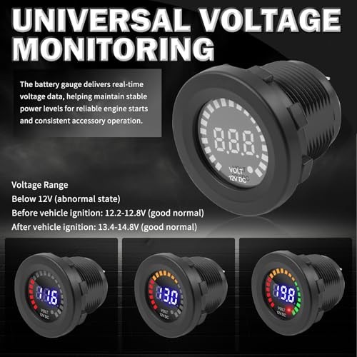Volt Meter 12 Volt with LED Digital Display Panel,12V DC Battery Voltage Black