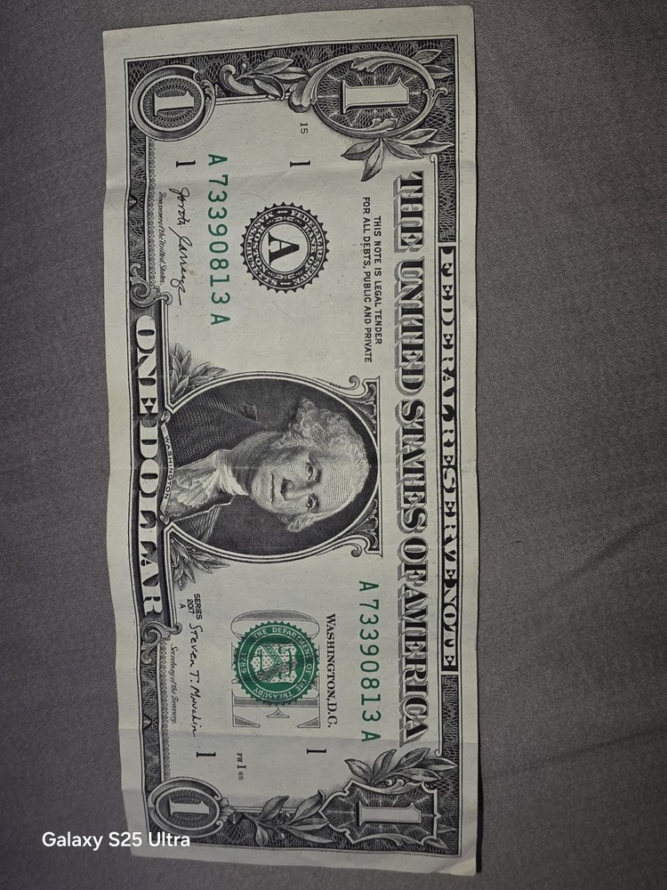$1 Bill,  2017 with Cutting Error