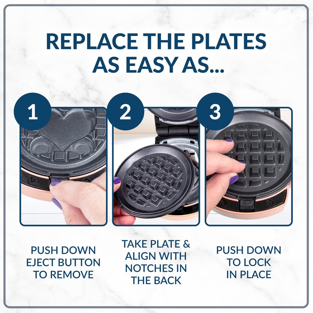 MyMini 5 Plate Waffle Maker Bundle, 400 Watts, Peach