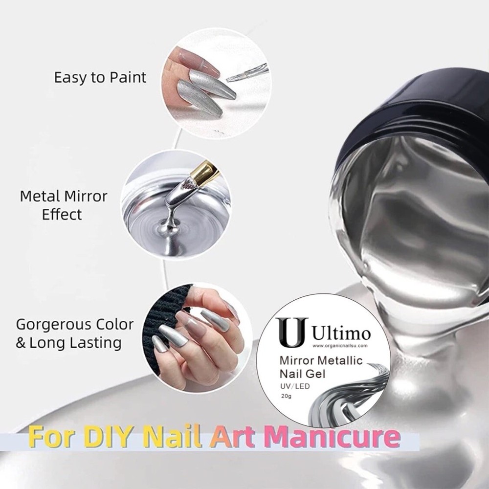 MIRROR gel metalic liner SILVER 20 Gramos