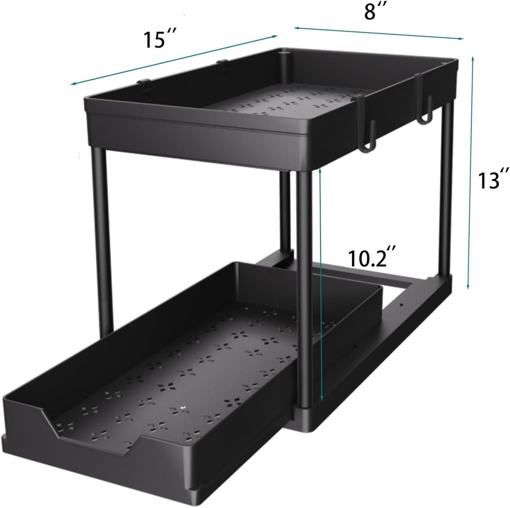 Under Sink Organizer 2 Piece Set, Bathroom Cabinet Organizer