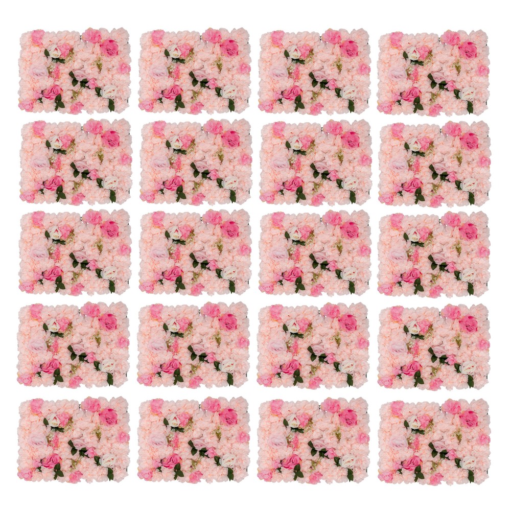 20 Pieces Flower Wall Panel Artificial Floral Backdrop Wall Decoration Backdrop