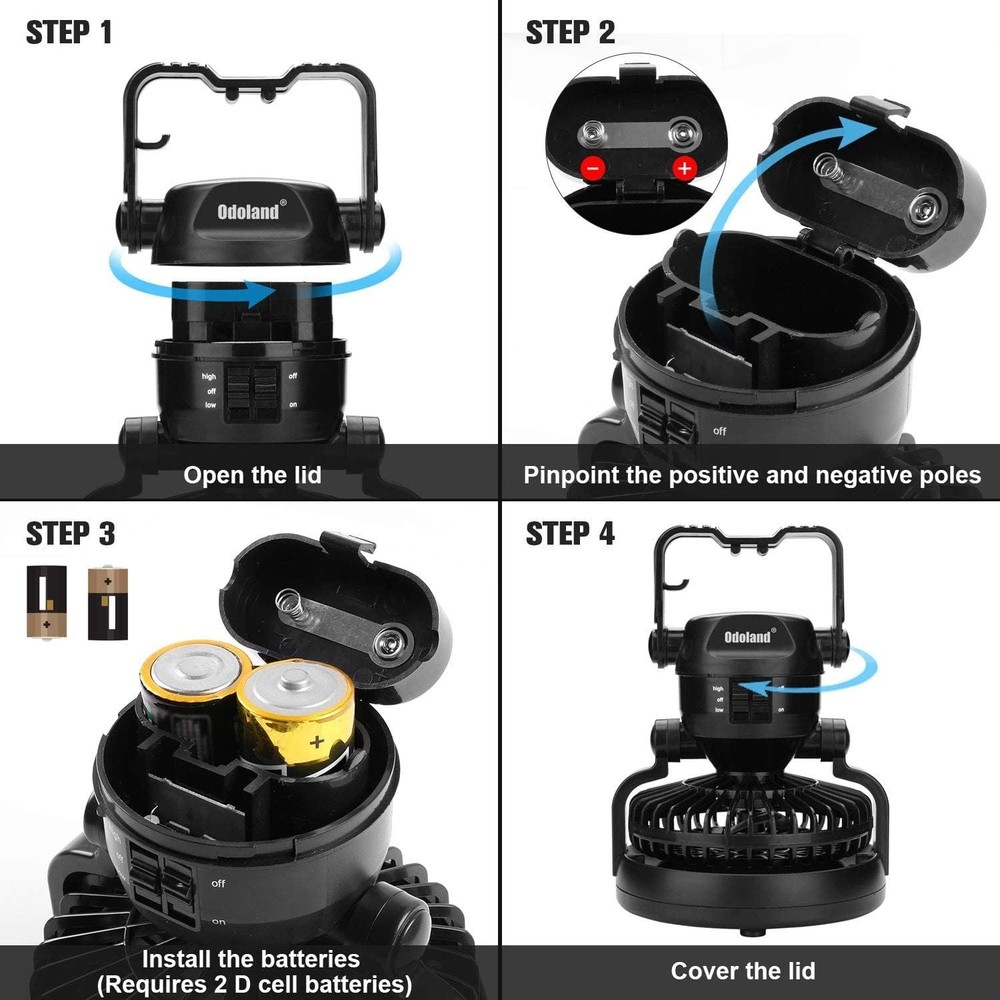 Multi-Functional LED Lantern with Ceiling Fan for Camping - Lightweight Design