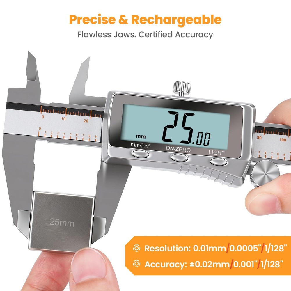 HARDELL Digital Caliper, Rechargeable Caliper Measuring Tool with Backlight L...