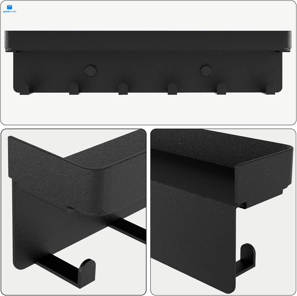 Key Holder for Wall Rustic and Mail Organizer 6 Hooks with Black