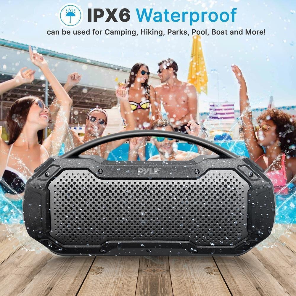 Pyle Portable Wireless BT Streaming Speaker-IPX6 Waterproof Wireless Speaker