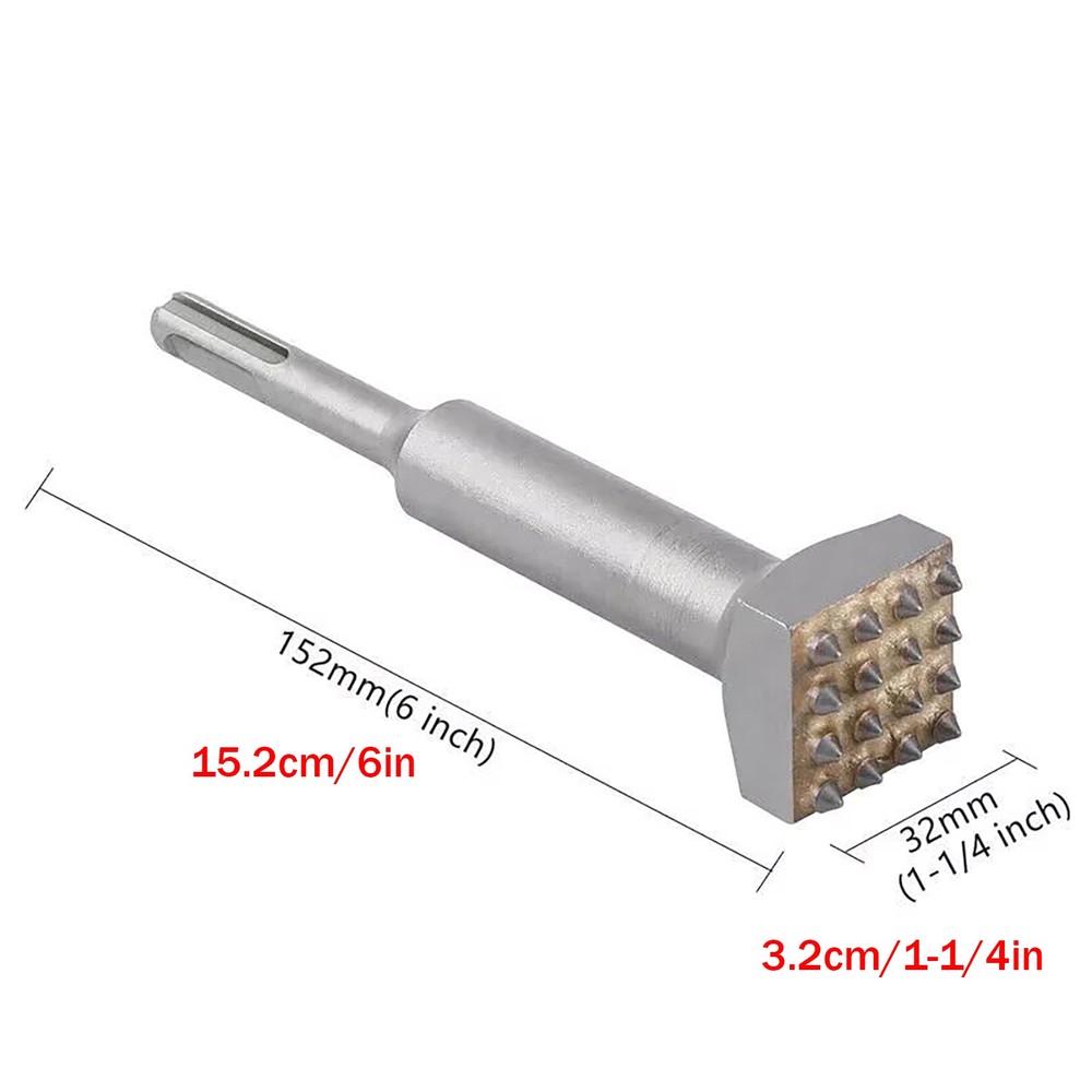 SDS PLUS Carbide Tipped 16Teeth Bush Hammer Chisel Bit Tool For Concrete Stone