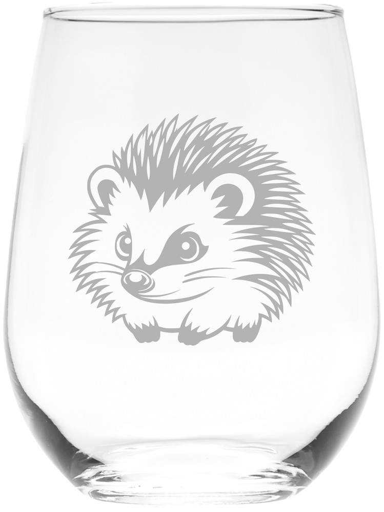 Adorable Hedgehog Stemless Wine Glass - 17 oz.
