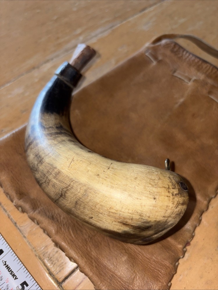 Vintage black powder muzzleloader possible bag and Powder Horn