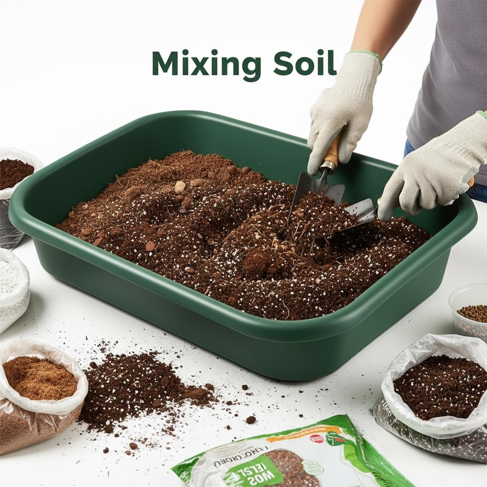 2 Pack Multi-Functional Plant Repotting Tray – Black & Green, Large Capacity ...