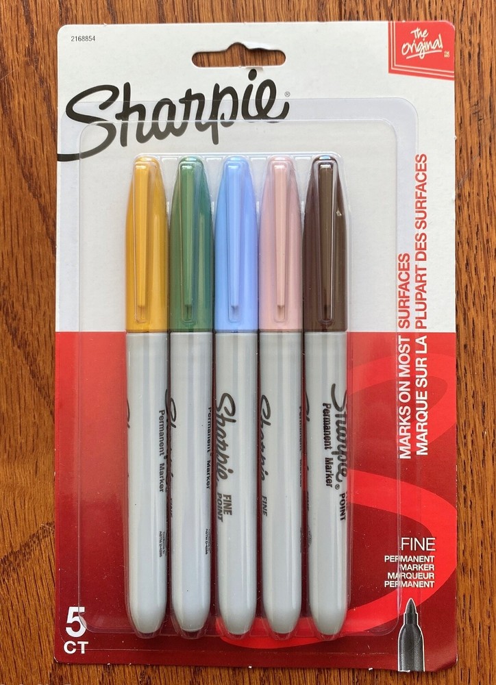 Sharpie Permanent Markers, Fine Point, Assorted Colors, 5 Count