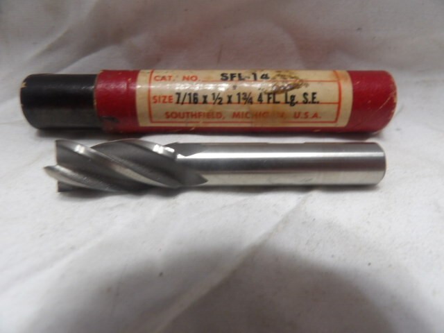 Quinco 7/16" x 1/2" HS 4 Flute End Mill SFL-14