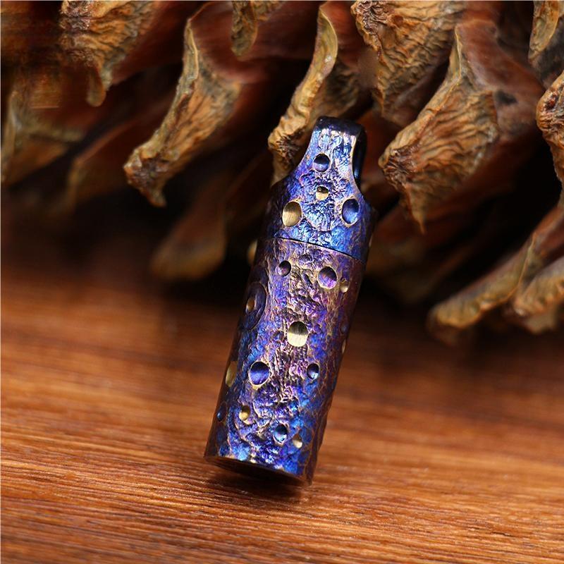 Handmade Pure Titanium Waterproof Keychain Pill Holder Case Container EDC Gift
