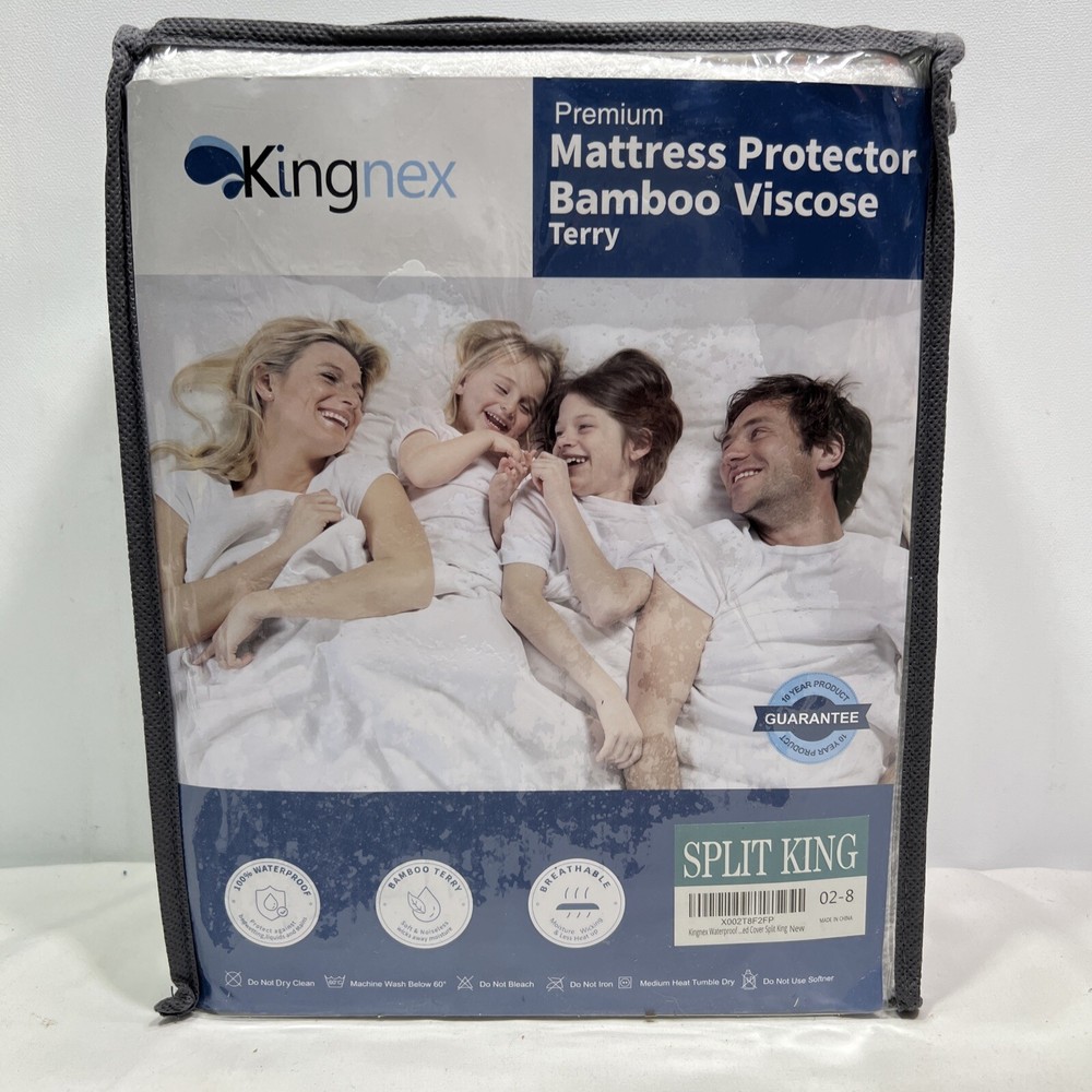 Kingnex Split King Premium Mattress Protector, Bamboo Viscose Terry ~ NEW