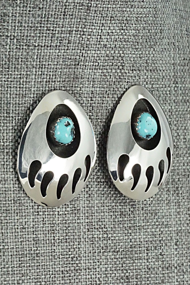Turquoise & Sterling Silver Earrings - Virginia Long