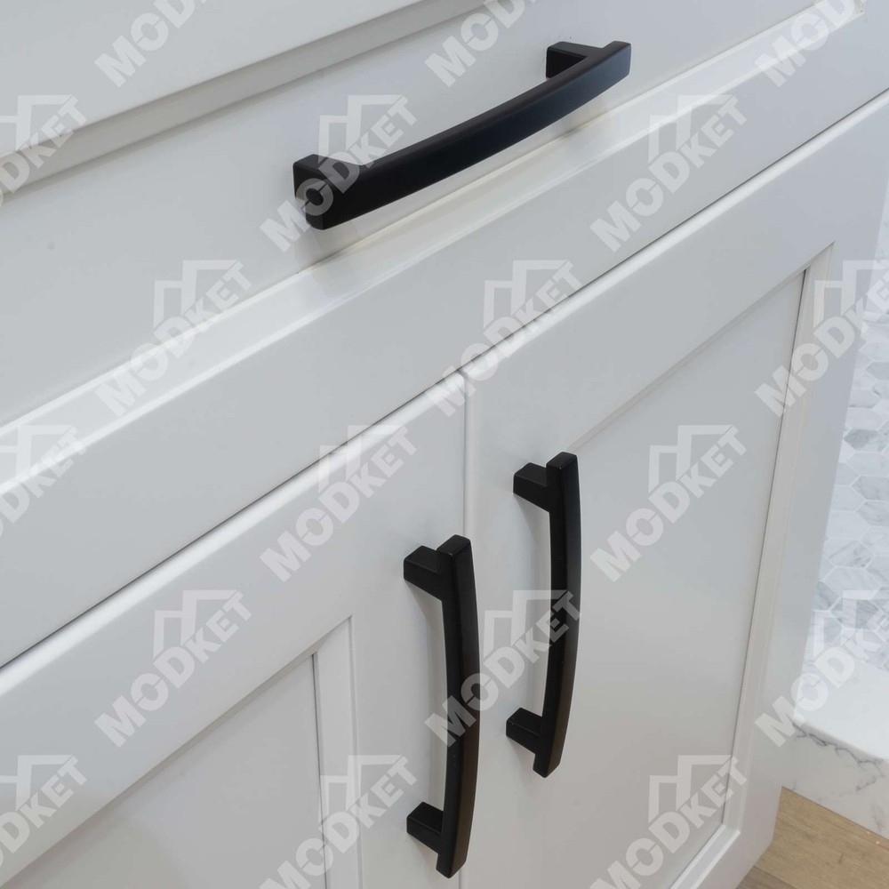 Solid Matte Black Square Cabinet Pulls Knobs Handles Kitchen Bath Drawers Modern