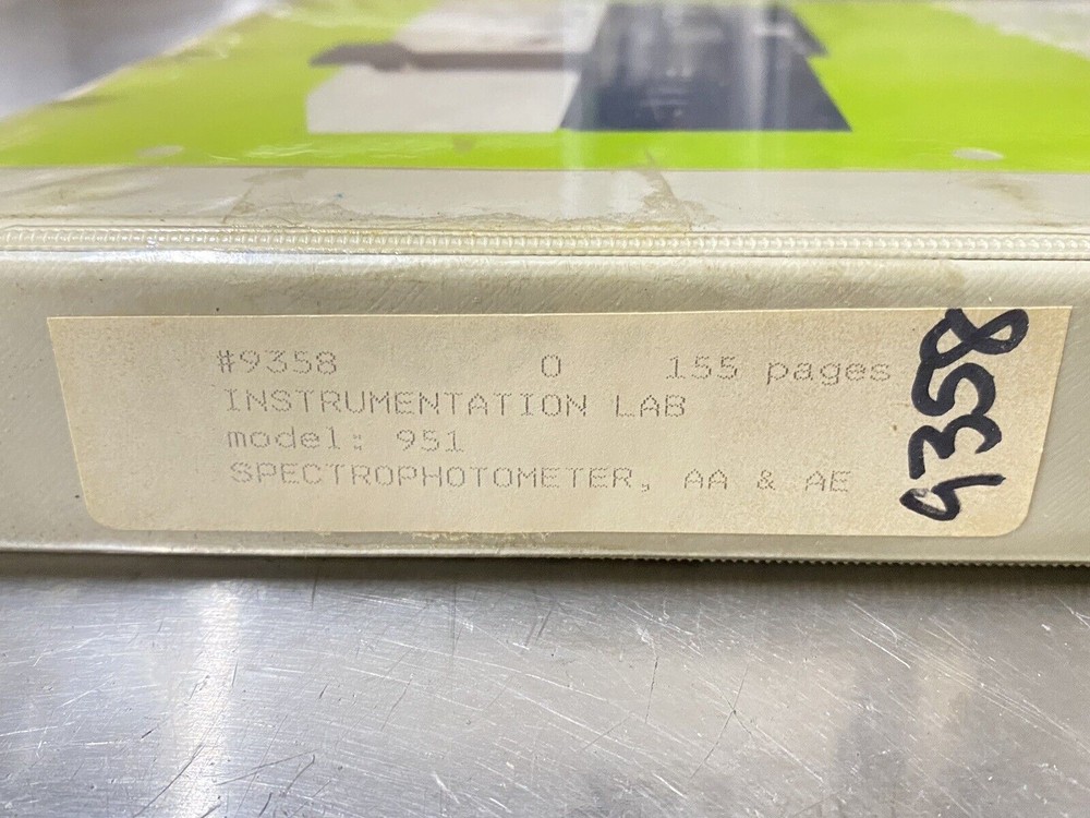 Instrumentation Laboratory IL951 AA & AE Spectrophotometer -Users Guide / Manual