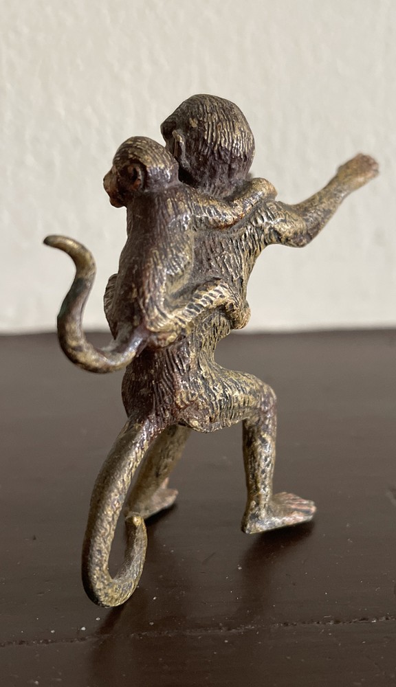 Vienna Bronze Cold Painted Monkey Offspring Baby Monkey