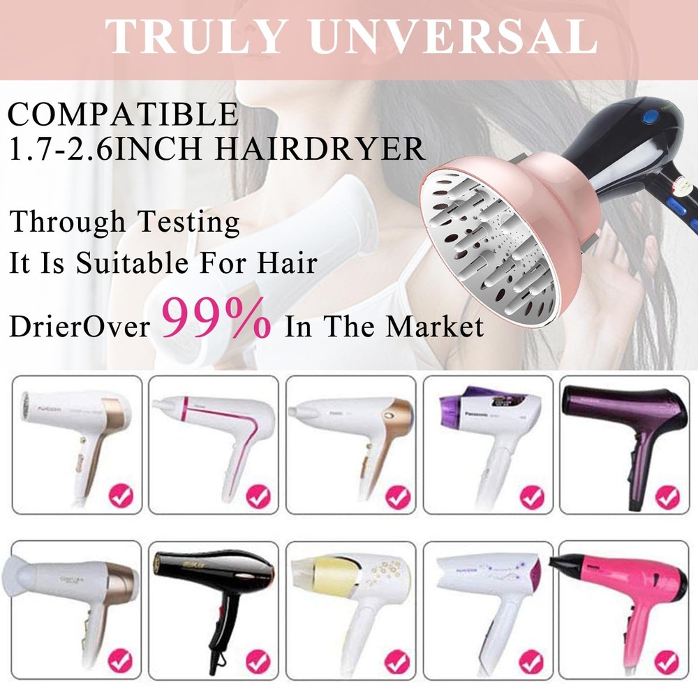 Hair Dryer Diffusers Universal Diffuser Adaptable for Blow Dryers Pink