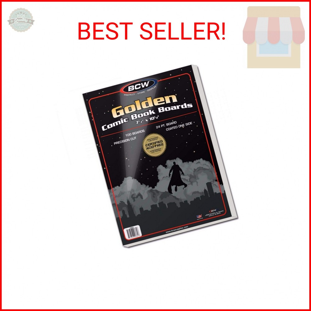 BCW Golden Age Comic Backing Boards - 100 Pack | Certified Acid-Free Comic Book