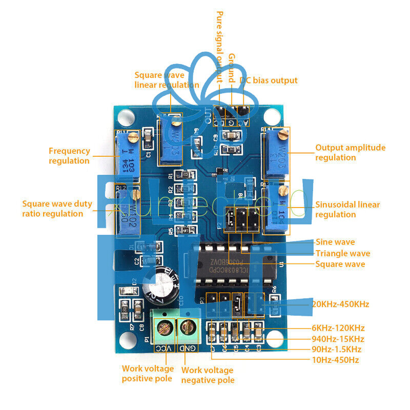 ICL8038 Medium/Low Frequency Waveform Signal Generator Sine Wave Signal Source M