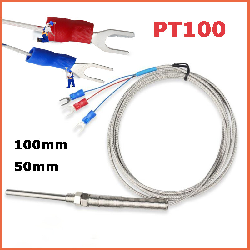 PT100 Platinum Resistor Temp Temperature Sensor Thermocoupler Probe 50mm 100mm