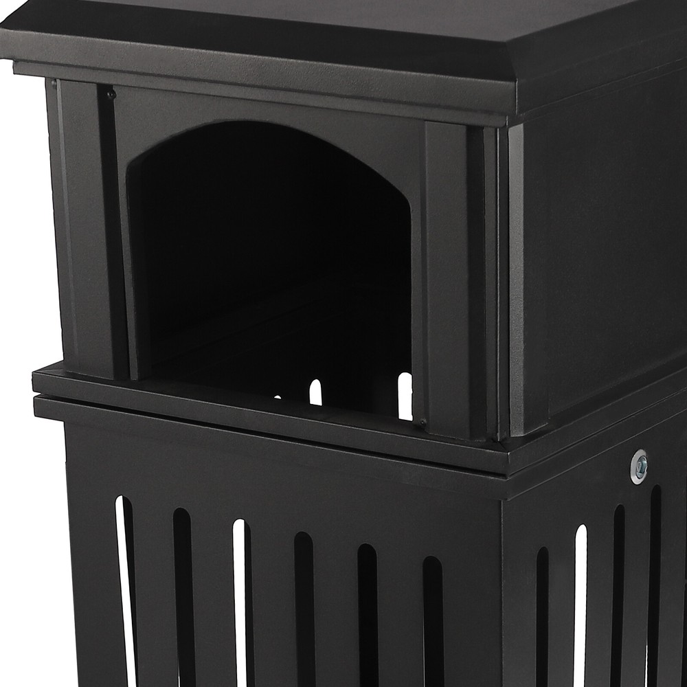 Trash Can Outdoor Dark Black Garbage Enclosure with Locking Lid Open Top inside