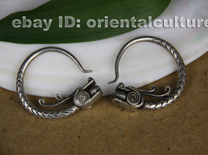 Tribal exotic chinese handmade miao silver earring
