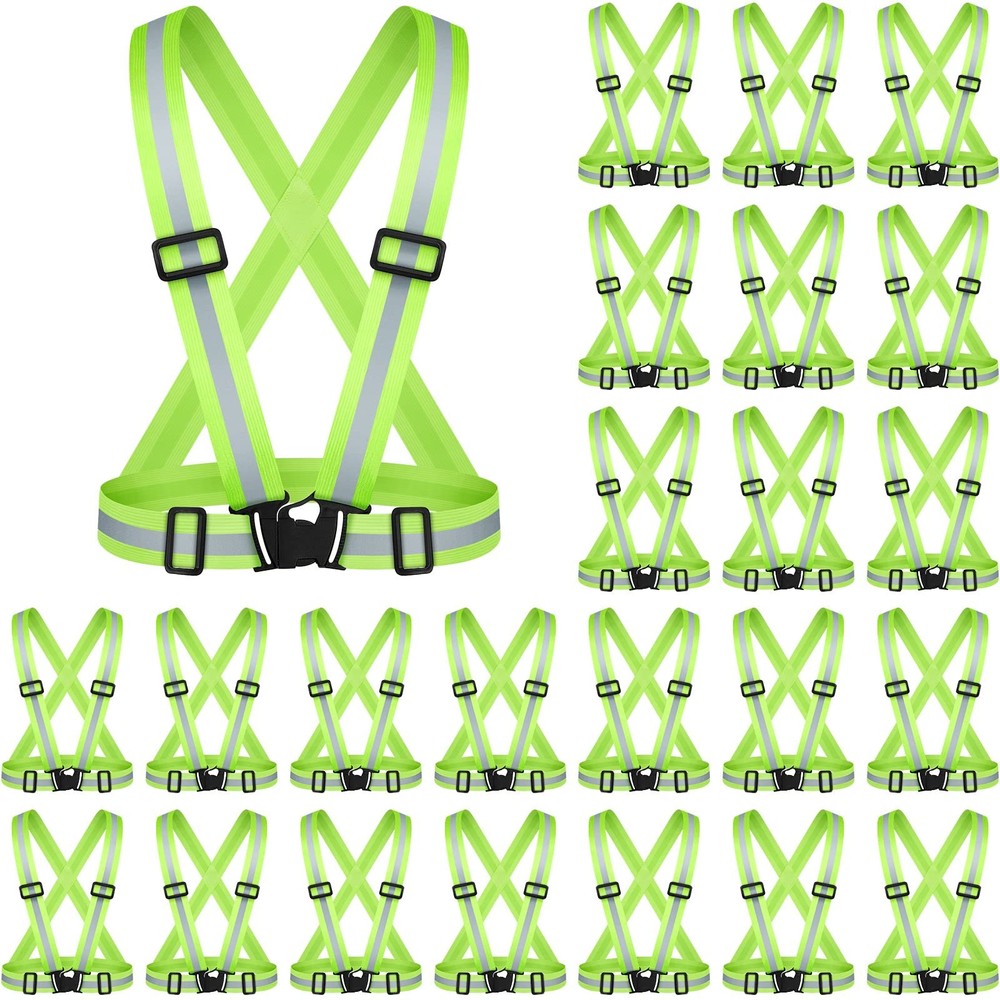 Hercicy 24 Pcs Reflective Running Vest Fluorescent Green