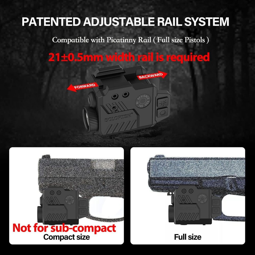 Solofish 800 Lumens Adjustable Pistol Light Laser Blue Combo