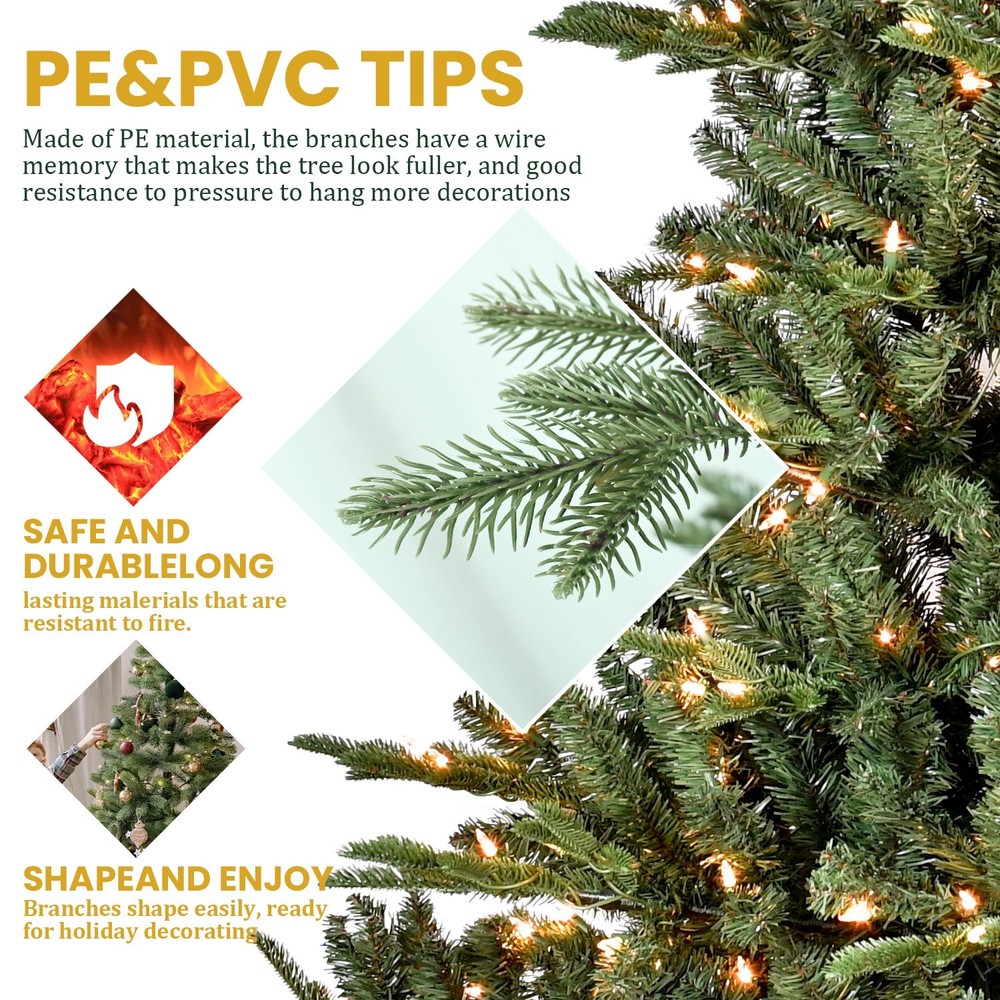 4-9FT Prelit Artificial Christmas Tree Premium Realistic Spruce Easy Assembly