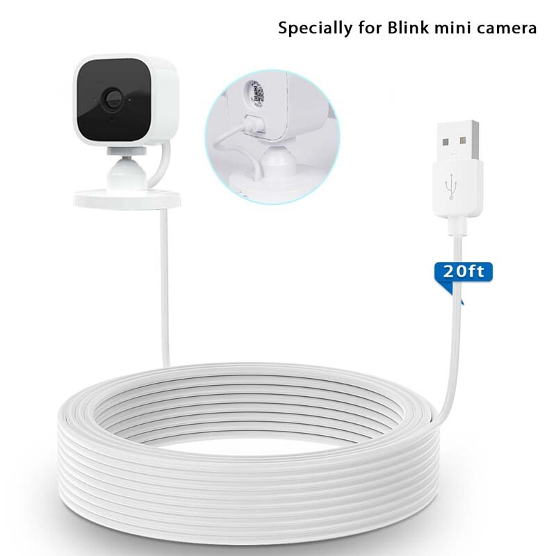 Power Extension Cable for Blink Mini 20ft/6m Dedicated Charging Cable