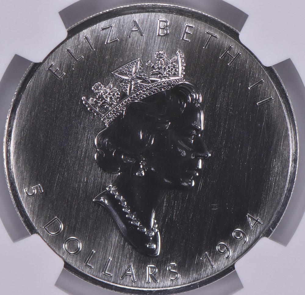 1994 Canada 5 Dollars Silver Maple Leaf MS69 NGC Brown Label