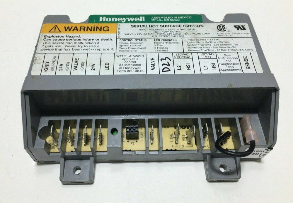 Honeywell S8910U1000  Universal Hot Surface Ignition Module used  #D23